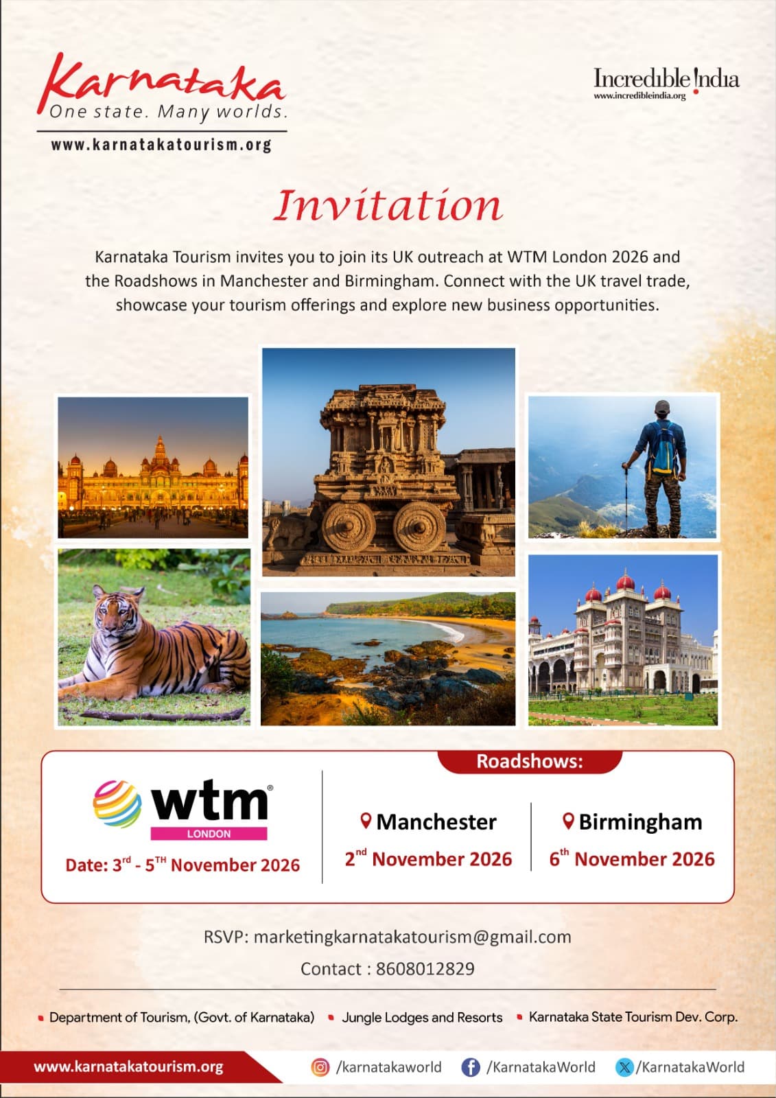 Experience Karnataka in the UK: Join Karnataka Tourism at WTM London & UK Roadshows 2026